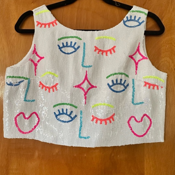 QUEEN OF SPARKLES Tops - QOS- Queen of Sparkles Colorful Sequin Sequin Face Tank